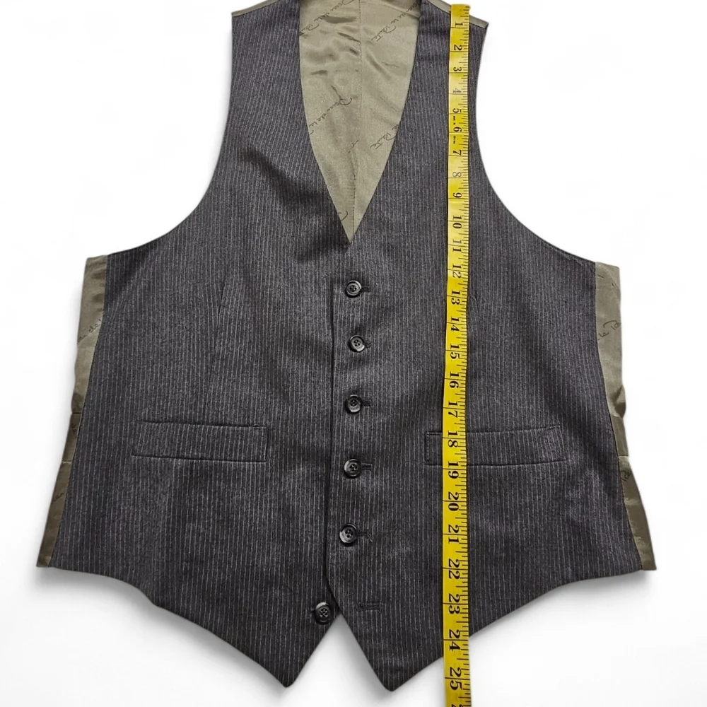 Oscar De La Renta Wool Pinstripe Dress Vest Classic Formal Waistcoat Size Med